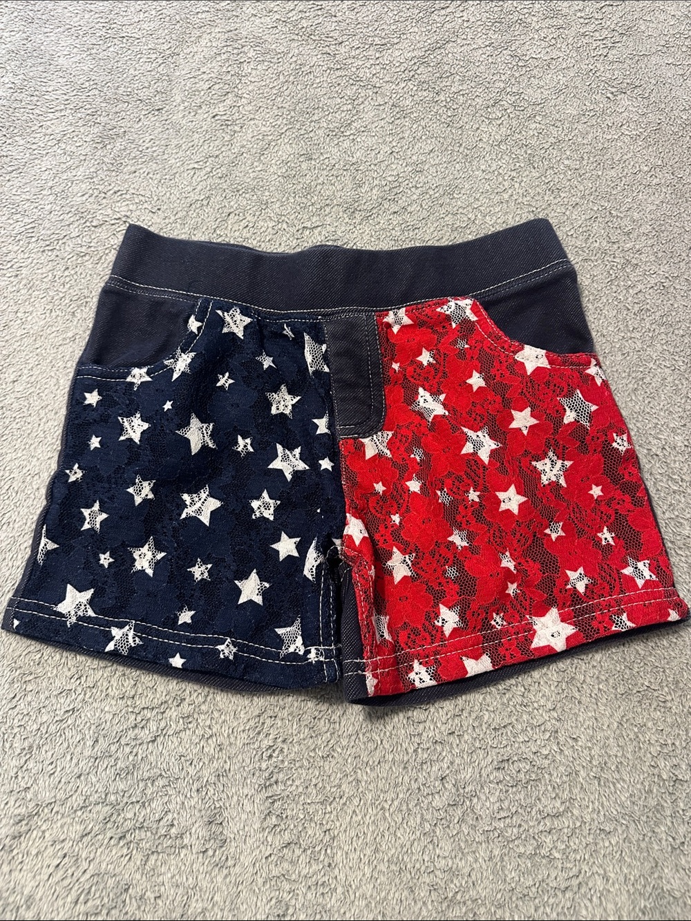 Americana Girls M 7/8 Patriotic Star Lace Shorts